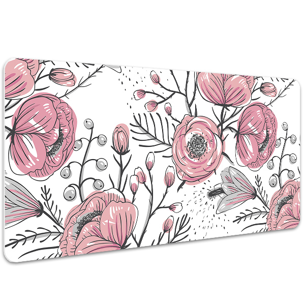 Tapete de secretária Arte de rosas pastel