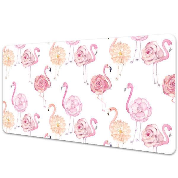 Tapete para secretária Flamingos e flores