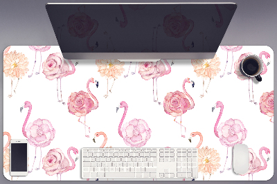 Tapete para secretária Flamingos e flores
