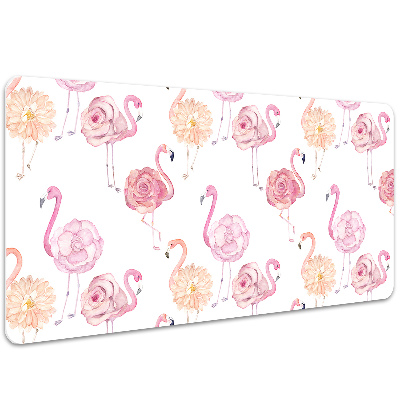 Tapete para secretária Flamingos e flores