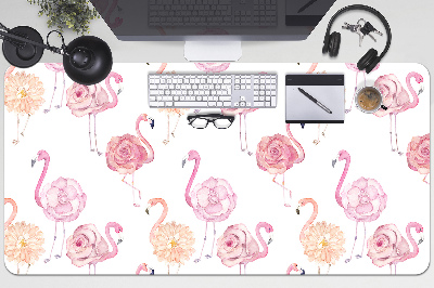 Tapete para secretária Flamingos e flores