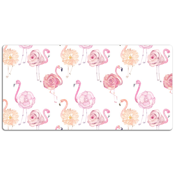 Tapete para secretária Flamingos e flores