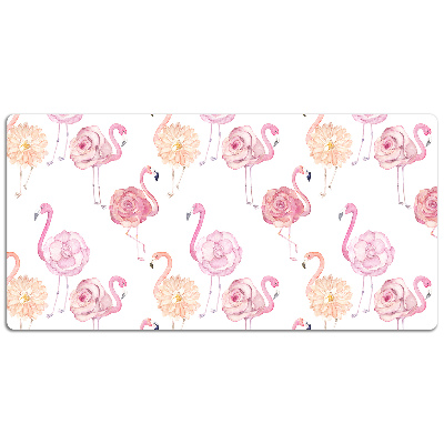 Tapete para secretária Flamingos e flores