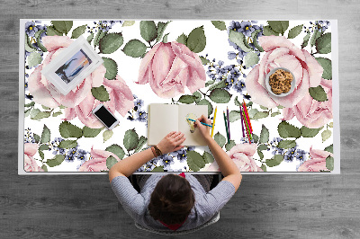 Tapete para secretária Rosas em aquarela
