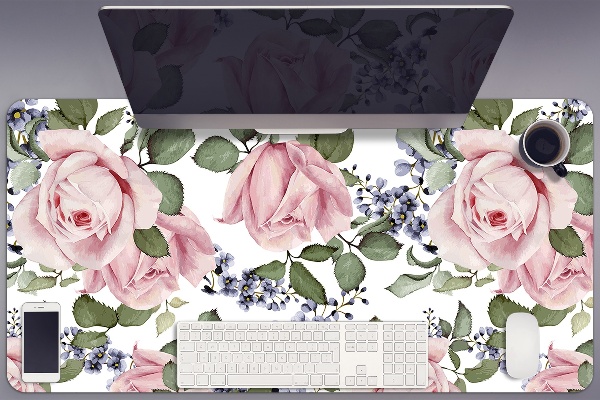 Tapete para secretária Rosas em aquarela