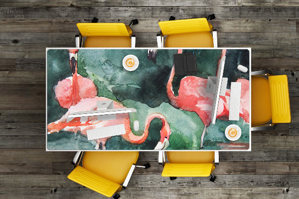 Tapete para secretária Flamingos pintados