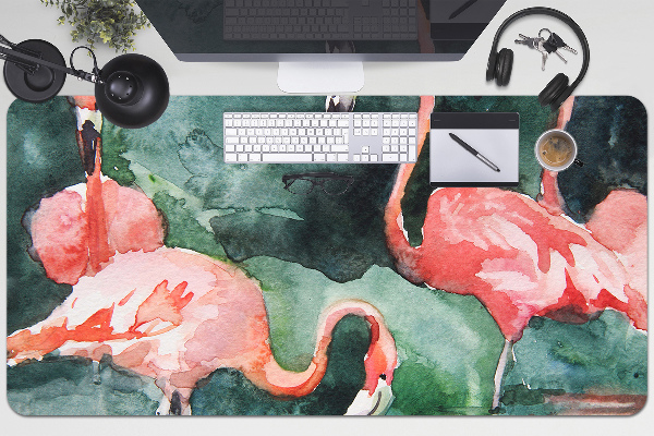 Tapete para secretária Flamingos pintados