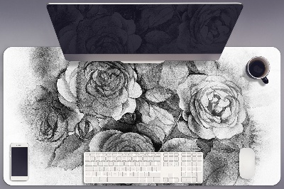 Tapete de secretária Rosas pretas e brancas