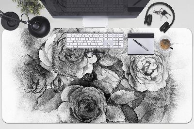 Tapete de secretária Rosas pretas e brancas