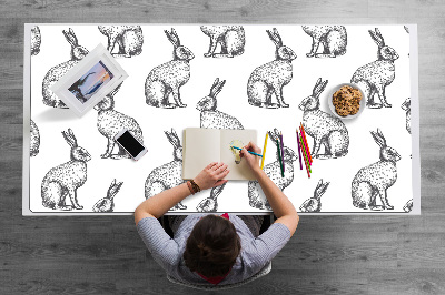 Tapete para secretária coelhos brancos