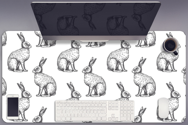 Tapete para secretária coelhos brancos