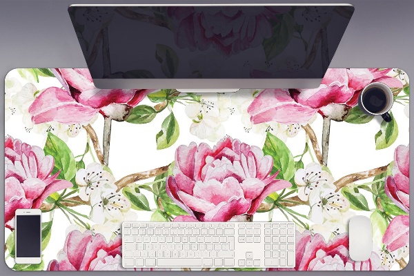 Tapete para secretária Peônias cor de rosa