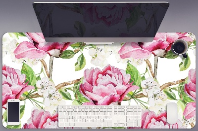 Tapete para secretária Peônias cor de rosa