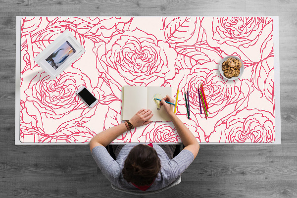 Tapete de secretária Rabiscos de rosas
