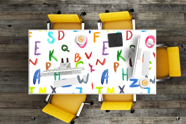 Base de secretária Letras coloridas