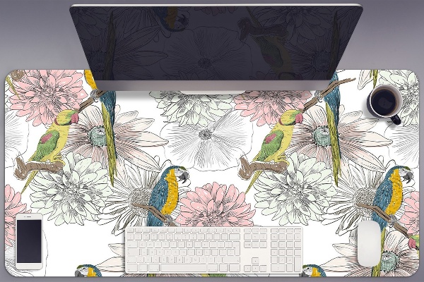 Tapete para secretária Papagaio e flores