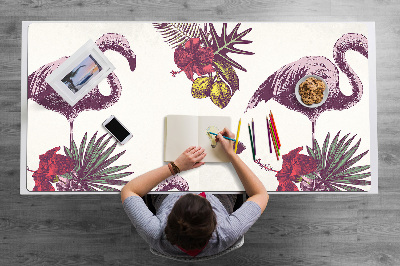 Tapete de secretária Flamingos e Hibiscos