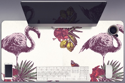 Tapete de secretária Flamingos e Hibiscos