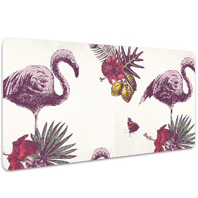 Tapete de secretária Flamingos e Hibiscos