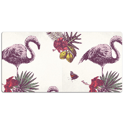 Tapete de secretária Flamingos e Hibiscos