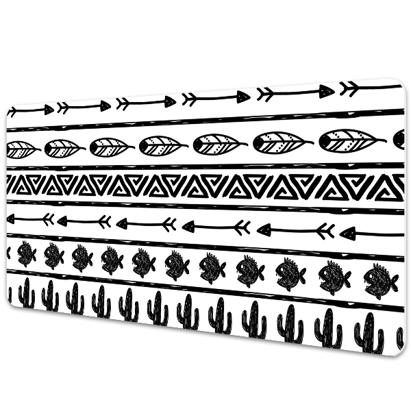 Tapete para secretária Boho preto e branco