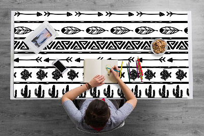 Tapete para secretária Boho preto e branco