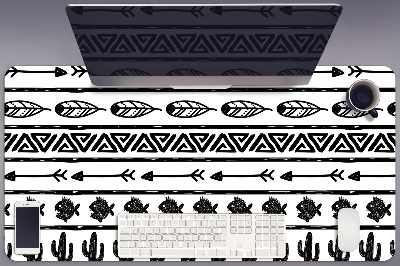 Tapete para secretária Boho preto e branco