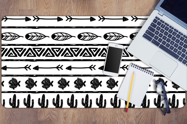 Tapete para secretária Boho preto e branco