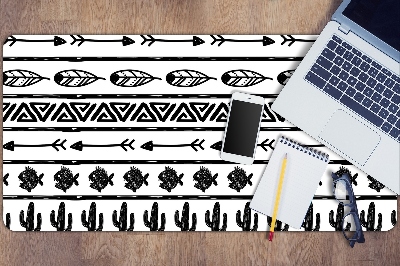 Tapete para secretária Boho preto e branco