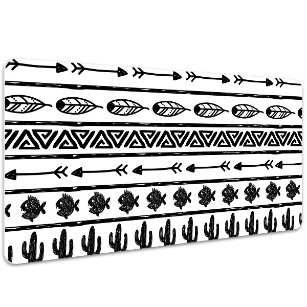 Tapete para secretária Boho preto e branco