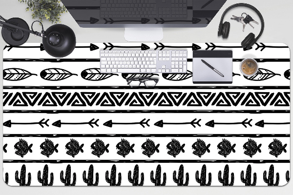 Tapete para secretária Boho preto e branco