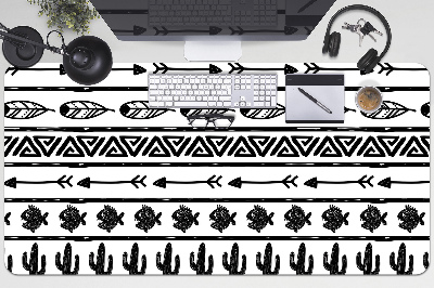 Tapete para secretária Boho preto e branco
