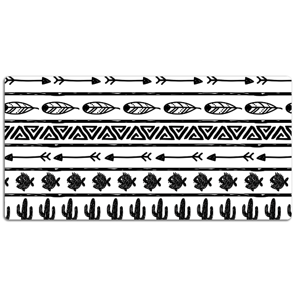Tapete para secretária Boho preto e branco