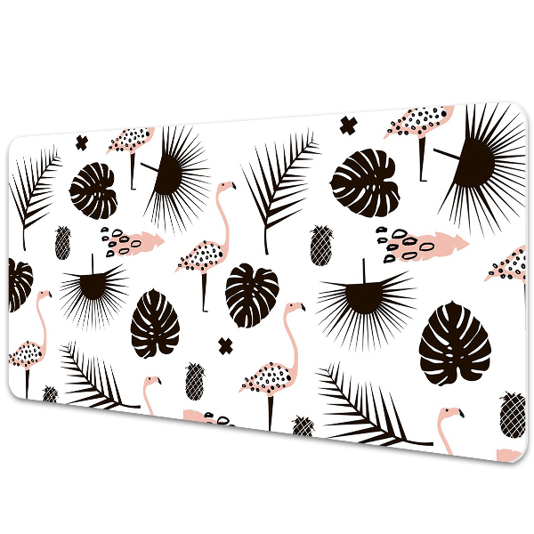 Tapete de secretária Folhas e flamingos