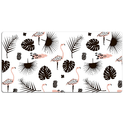 Tapete de secretária Folhas e flamingos