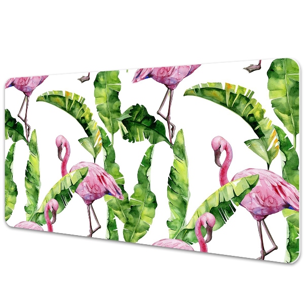 Tapete de secretária Flamingo e folhas