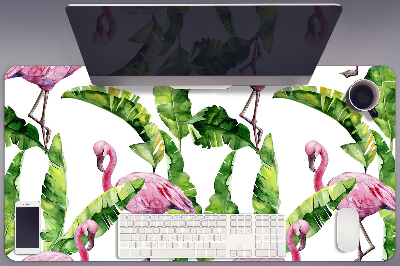 Tapete de secretária Flamingo e folhas