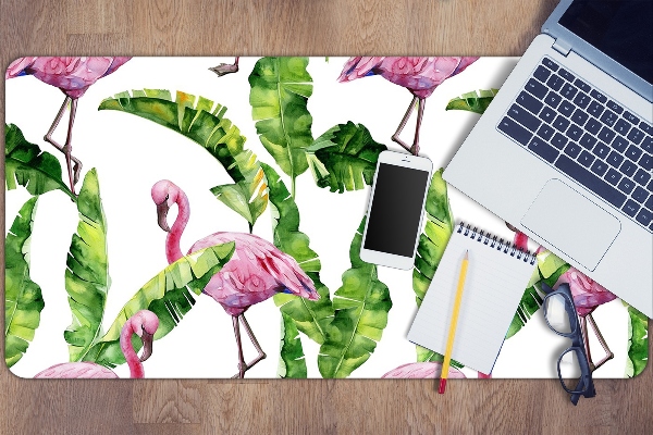 Tapete de secretária Flamingo e folhas