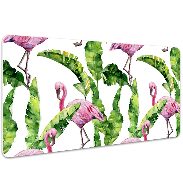 Tapete de secretária Flamingo e folhas