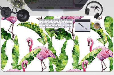 Tapete de secretária Flamingo e folhas