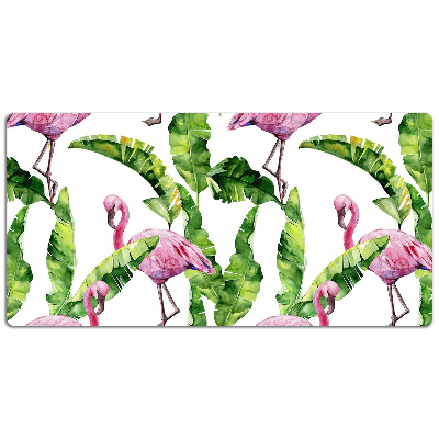 Tapete de secretária Flamingo e folhas