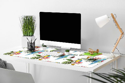 Tapete para secretária Papagaios e Flores