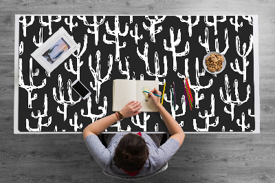 Tapete para secretária Cactos desenhados em branco
