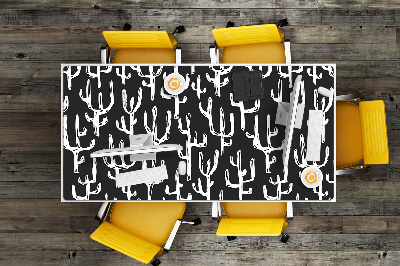 Tapete para secretária Cactos desenhados em branco
