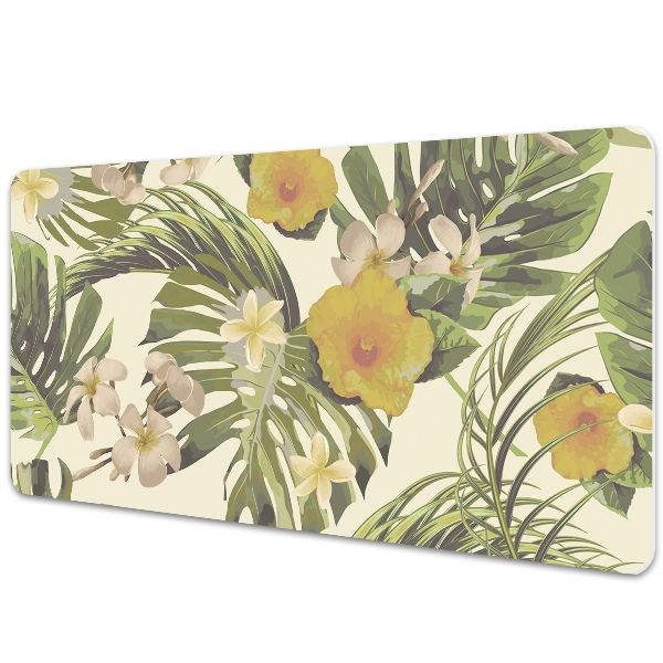 Tapete de secretária Folhas e flores tropicais
