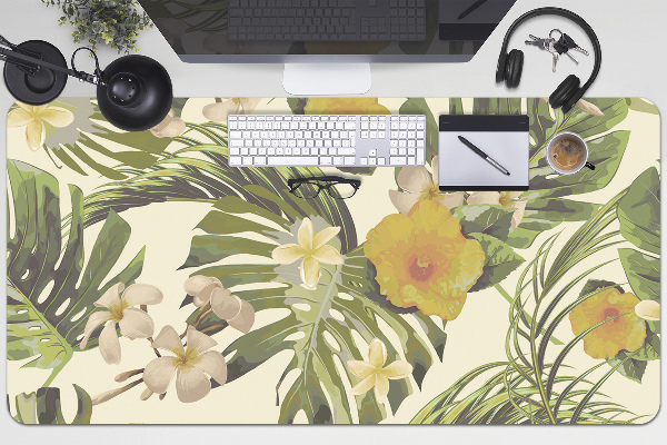 Tapete de secretária Folhas e flores tropicais
