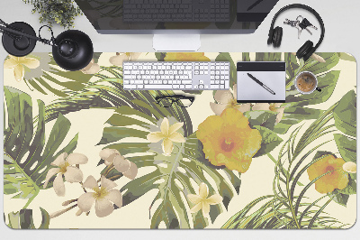Tapete de secretária Folhas e flores tropicais