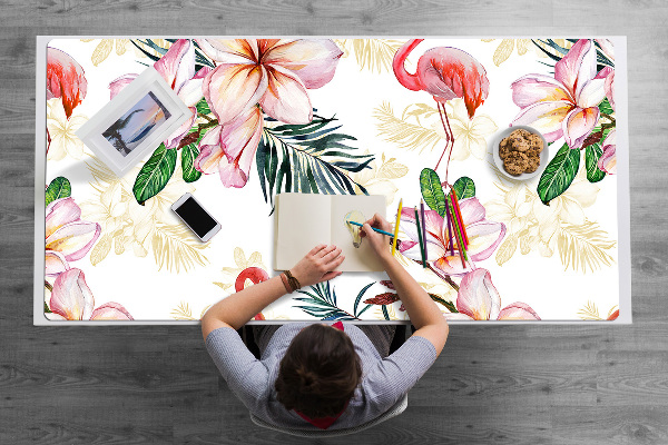 Tapete de secretária Flamingos em flores