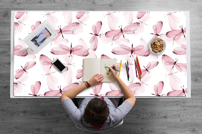 Tapete para secretária Libélulas cor de rosa
