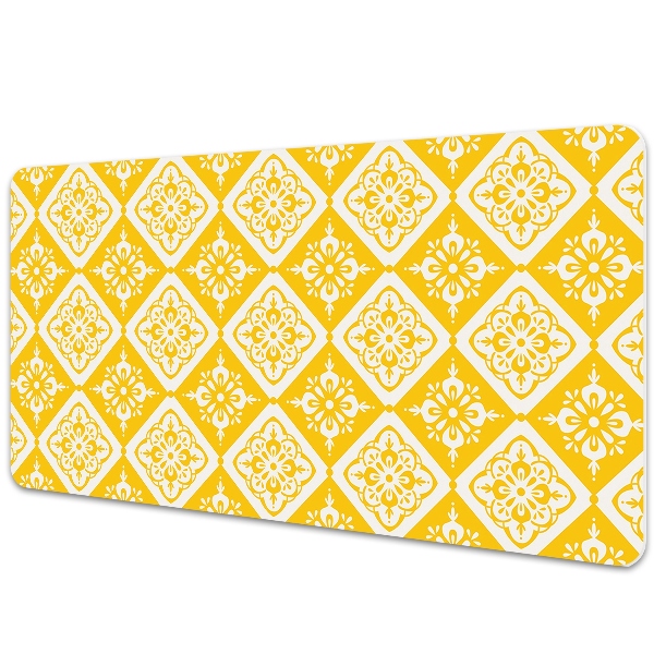 Tapete de secretária Padrão amarelo e branco